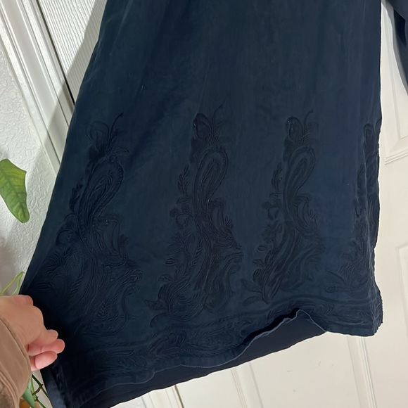 J.Jill Linen & Embroidered Front Navy Blue Tunic, Sz Large - Picture 5 of 9